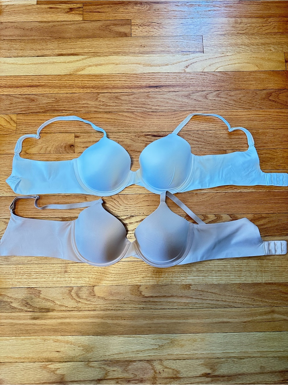Calvin Klein Perfectly Fit T-Shirt Bras 36C White Nude F3837 Lot of 2